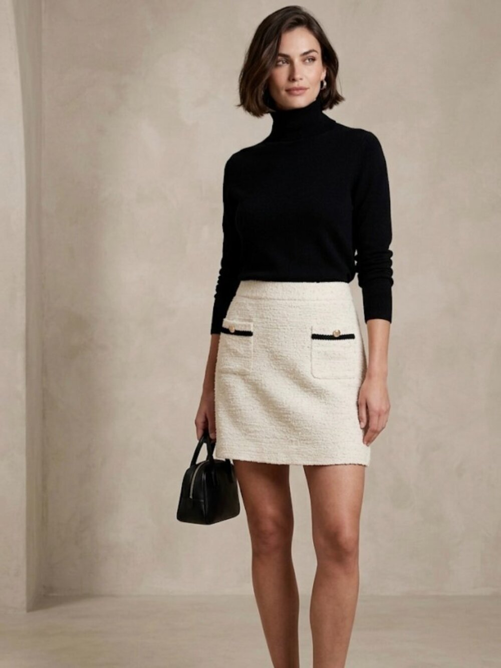 Preston & York Tweed Mini Skirt with Faux Pocket Details - Size M